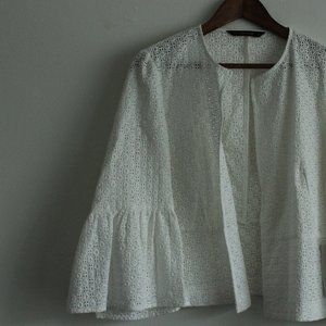 Zara Lace Flounce Sleeve Jacket